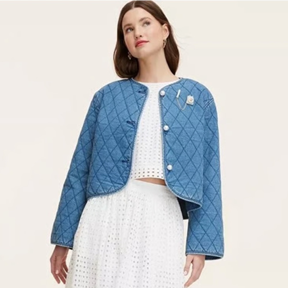 Kate Spade x Target Quilted Denim Pearl Button Jacket | Size S